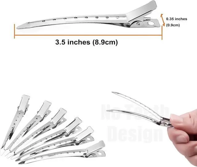 Alt view image 2 of 7 - 24Pcs Duck Billed Hair Clips for Styling Sectioning, Metal Hair Clips for Women Long Hair, Metal Alligator Curl Clips for Hair Roller Salon (Silver)