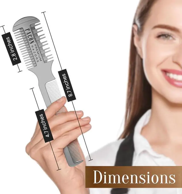Alt view image 7 of 7 - Facón Razor Comb for Hair Cutting - Professional Hair Cutting Comb Kit with 12 Replacement Blades, Double Edge Shaper for Salon & Home, Premium Styling Thinning Texturizing Split Ends Trimming Razor