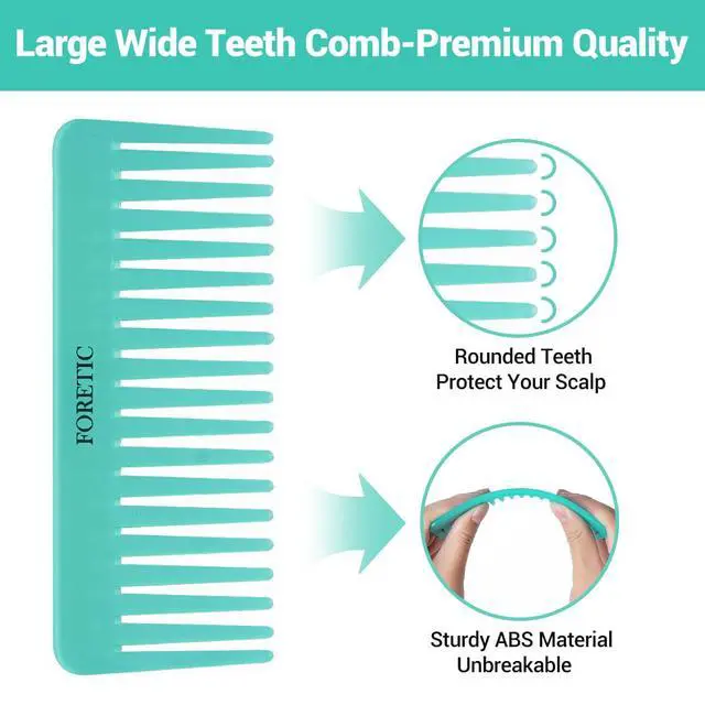 Alt view image 2 of 7 - 3-Piece Set of Large Wide Tooth Combs for Women, Men, and Kids - Handmade Detangler for Curly, Long and Short Hair - Wet and Dry Cutting - 6.1 Inch (Pink, White, Cyan)