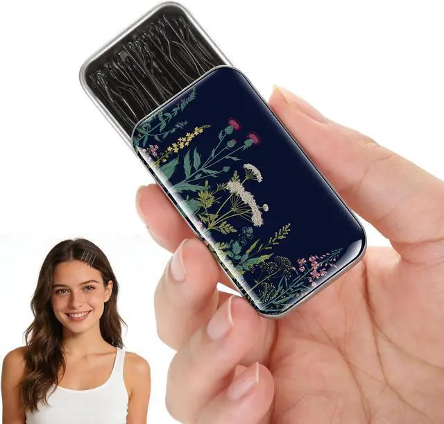 Main image of Black Bobby Pins, Reusable Invisible Wave Anti-Slip Hair Clips with Storage Case, for Women, Girls, and Children (Black -01)
