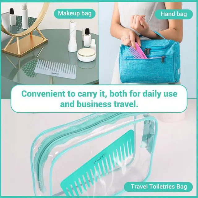 Alt view image 5 of 7 - 3-Piece Set of Large Wide Tooth Combs for Women, Men, and Kids - Handmade Detangler for Curly, Long and Short Hair - Wet and Dry Cutting - 6.1 Inch (Pink, White, Cyan)