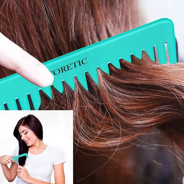 Alt view image 7 of 7 - 3-Piece Set of Large Wide Tooth Combs for Women, Men, and Kids - Handmade Detangler for Curly, Long and Short Hair - Wet and Dry Cutting - 6.1 Inch (Pink, White, Cyan)
