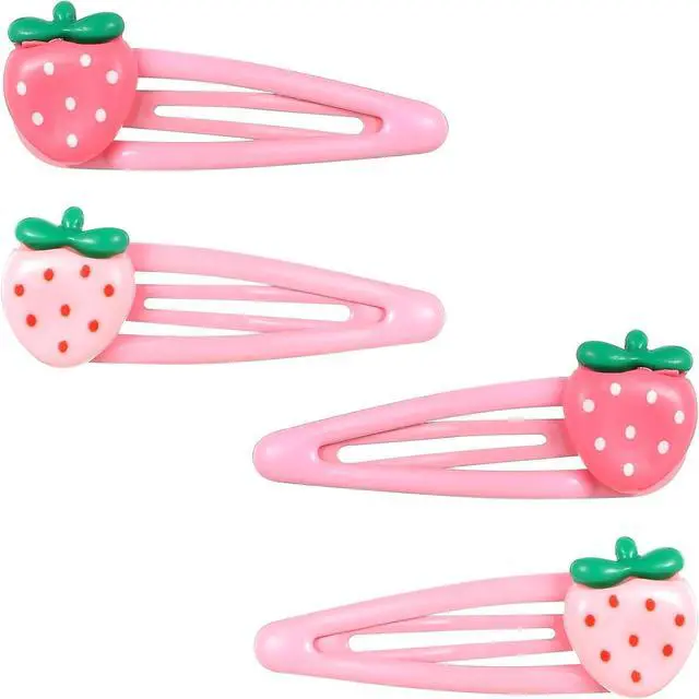 Main image of Mabor 4Pcs Strawberry Hair Clips Pink Snap Hair Clips Barrettes Pink Accessories for Girls Toddlers Kids and Teens Gifts (Left&Right)