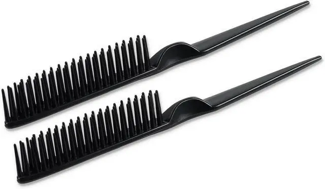 Main image of SIMPOR 3 Row Hair Comb for Natural Detangling Curly, Hair Styling Brush, Nylon Bristle Unbraider Teasing Rat Tail Comb for Women Men Black