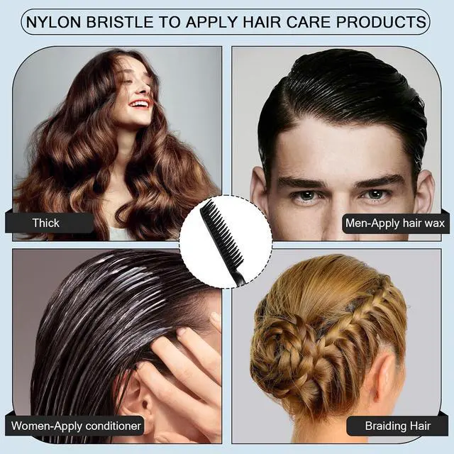 Alt view image 4 of 7 - SIMPOR 3 Row Hair Comb for Natural Detangling Curly, Hair Styling Brush, Nylon Bristle Unbraider Teasing Rat Tail Comb for Women Men Black