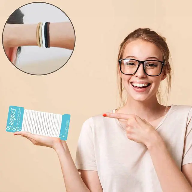 Alt view image 4 of 7 - Hoyols White Ponytail Holders for Thick Hair, Hair Ties 50 pcs | Metal-free Elastic Bands, No Damage & Strong Hold, for Ponytails Buns Braids Daily Styling, 4mm Thickness