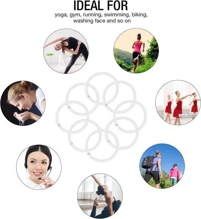 Alt view image 5 of 7 - Hoyols White Ponytail Holders for Thick Hair, Hair Ties 50 pcs | Metal-free Elastic Bands, No Damage & Strong Hold, for Ponytails Buns Braids Daily Styling, 4mm Thickness