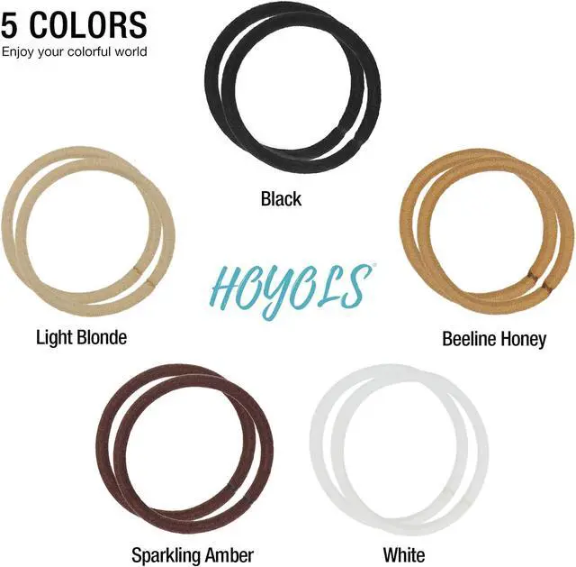 Alt view image 7 of 7 - Hoyols White Ponytail Holders for Thick Hair, Hair Ties 50 pcs | Metal-free Elastic Bands, No Damage & Strong Hold, for Ponytails Buns Braids Daily Styling, 4mm Thickness