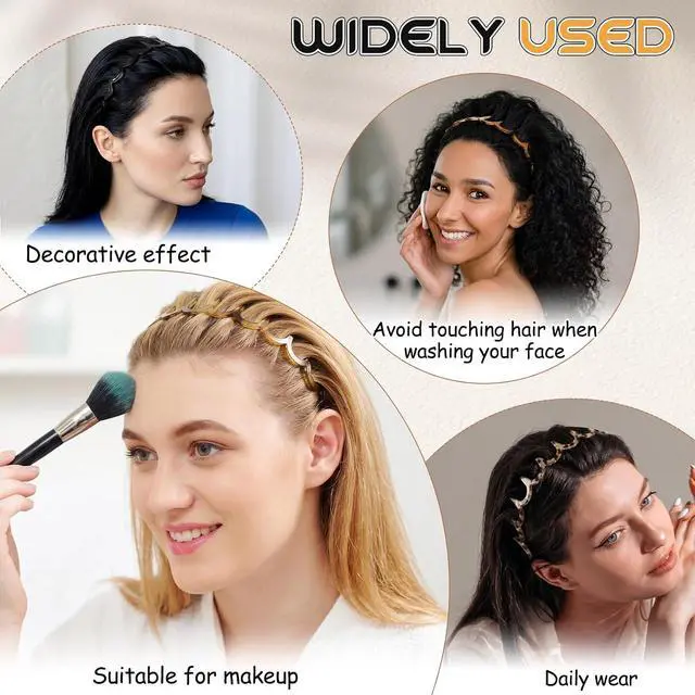 Alt view image 3 of 7 - JATEBI 5 Pcs Non Slip Comb Headband with Teeth for Women | Zig Zag Headbands Classic Wavy Claw Headband 90s U-Shaped Fashion Hair Accessories for Everyday Styling & Workout