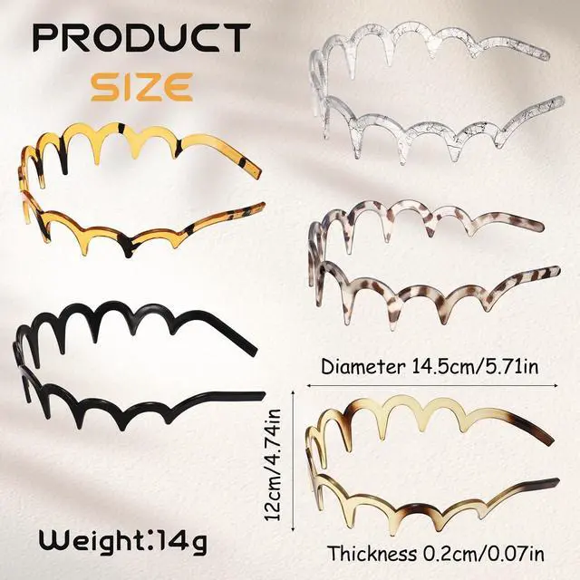 Alt view image 5 of 7 - JATEBI 5 Pcs Non Slip Comb Headband with Teeth for Women | Zig Zag Headbands Classic Wavy Claw Headband 90s U-Shaped Fashion Hair Accessories for Everyday Styling & Workout