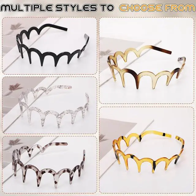 Alt view image 4 of 7 - JATEBI 5 Pcs Non Slip Comb Headband with Teeth for Women | Zig Zag Headbands Classic Wavy Claw Headband 90s U-Shaped Fashion Hair Accessories for Everyday Styling & Workout