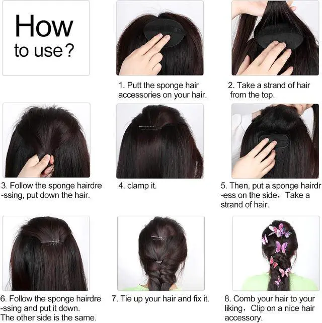 Alt view image 5 of 7 - Willbond 11 Pcs Hair Bump It up Volume Hair Base Set | Includes Combs Clips for Styling, Multiple Bump Shapes for Updos, Sponge Bases Add Volume, For Women DIY Hairstyles Bun
