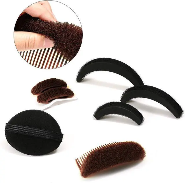 Alt view image 6 of 7 - Willbond 11 Pcs Hair Bump It up Volume Hair Base Set | Includes Combs Clips for Styling, Multiple Bump Shapes for Updos, Sponge Bases Add Volume, For Women DIY Hairstyles Bun