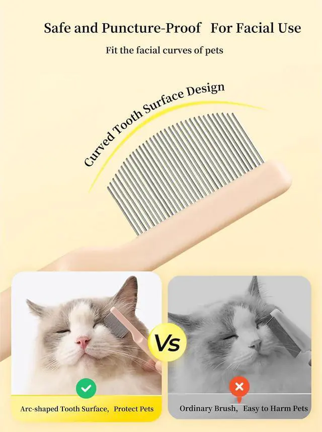 Alt view image 4 of 7 - 2 Pack Stainless Steel Dog Eye Comb, Puppy Flea Brush (Pink) | Small Design for Pet Facial & Paw Grooming, Round-Tip Arc Teeth, Fit Yorkie, Shih Tzu, Maltese, Maltipoo, Pomeranian, Cat