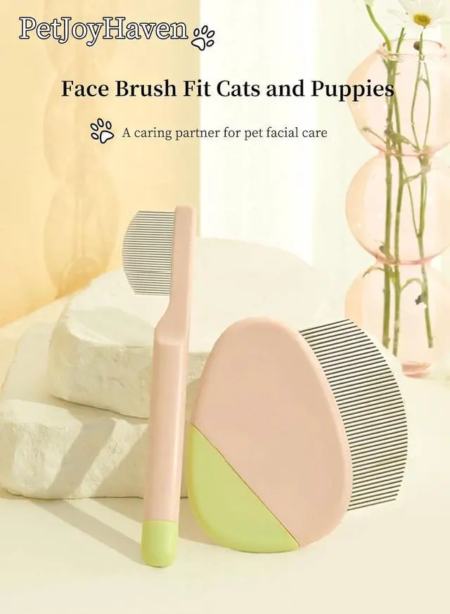 Alt view image 7 of 7 - 2 Pack Stainless Steel Dog Eye Comb, Puppy Flea Brush (Pink) | Small Design for Pet Facial & Paw Grooming, Round-Tip Arc Teeth, Fit Yorkie, Shih Tzu, Maltese, Maltipoo, Pomeranian, Cat