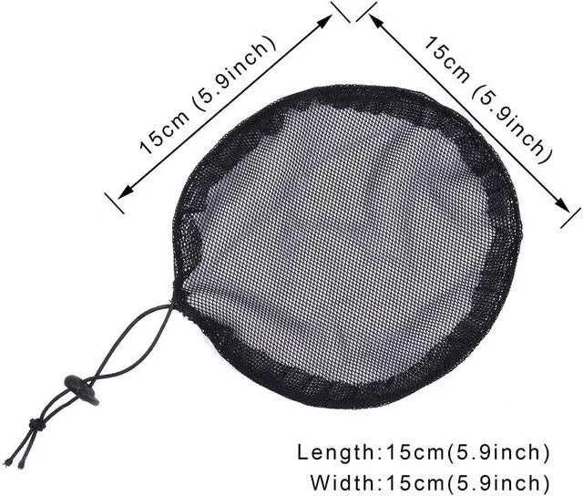 Alt view image 2 of 6 - 5Pcs Black Ponytail Hair Net Ponytail Wig Cap with Elastic Drawstring Ponytail Net Base for Making Hair Bun Hair Wig Making Tool for Women (Round)
