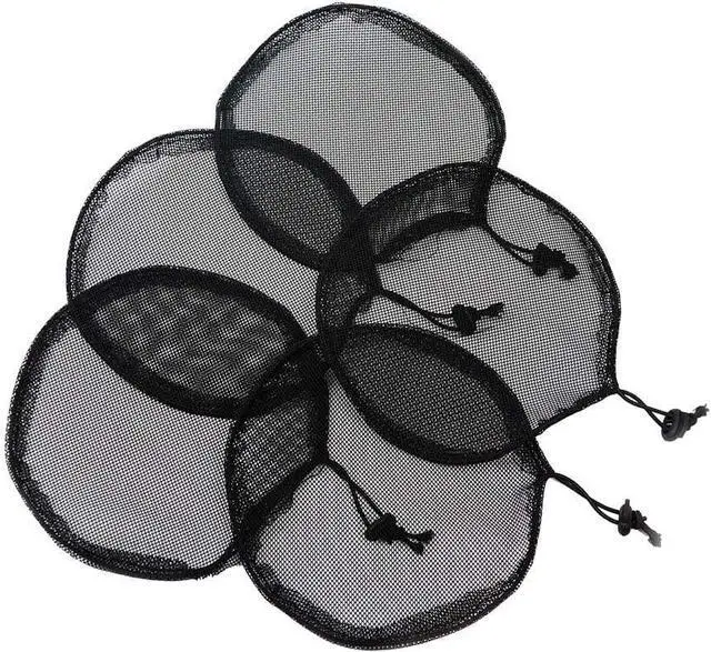 Main image of 5Pcs Black Ponytail Hair Net Ponytail Wig Cap with Elastic Drawstring Ponytail Net Base for Making Hair Bun Hair Wig Making Tool for Women (Round)