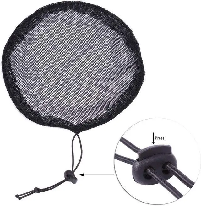 Alt view image 4 of 6 - 5Pcs Black Ponytail Hair Net Ponytail Wig Cap with Elastic Drawstring Ponytail Net Base for Making Hair Bun Hair Wig Making Tool for Women (Round)