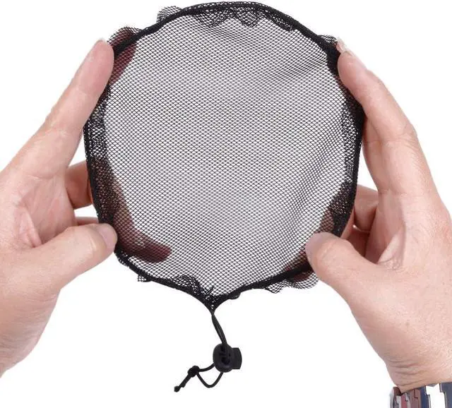 Alt view image 5 of 6 - 5Pcs Black Ponytail Hair Net Ponytail Wig Cap with Elastic Drawstring Ponytail Net Base for Making Hair Bun Hair Wig Making Tool for Women (Round)