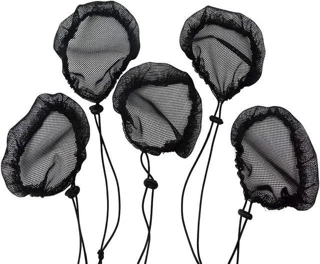 Alt view image 6 of 6 - 5Pcs Black Ponytail Hair Net Ponytail Wig Cap with Elastic Drawstring Ponytail Net Base for Making Hair Bun Hair Wig Making Tool for Women (Round)