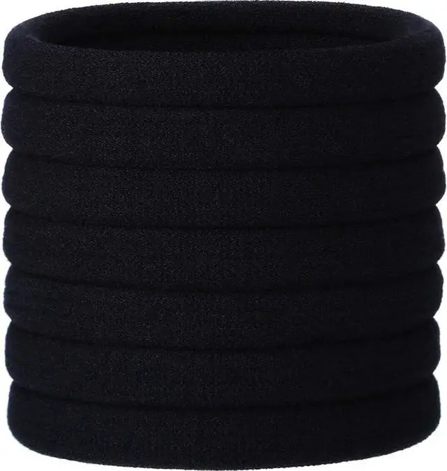 Main image of 20 Pieces Large Stretch Hair Ties Hair Bands Ponytail Holders Headband for Thick Heavy and Curly Hair (Black, 5 cm in Diameter, 1 cm in Width)