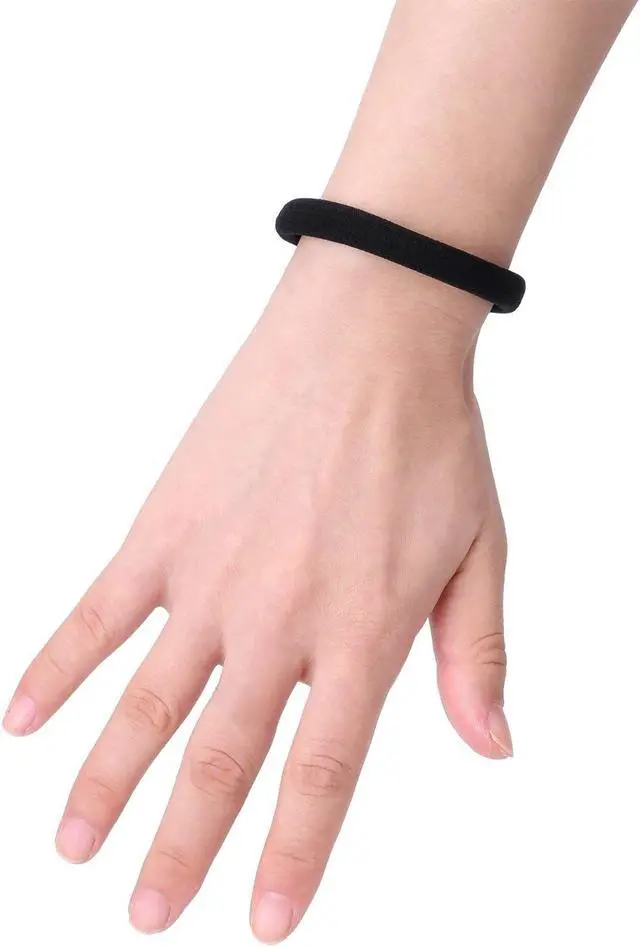 Alt view image 3 of 6 - 20 Pieces Large Stretch Hair Ties Hair Bands Ponytail Holders Headband for Thick Heavy and Curly Hair (Black, 5 cm in Diameter, 1 cm in Width)