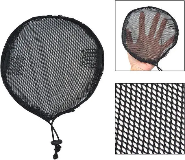 Alt view image 6 of 6 - 3 Pcs Black Round Ponytail Net Elastic Drawstring Hair Net Base for Making Afro Puff Drawstring Ponytail Wig