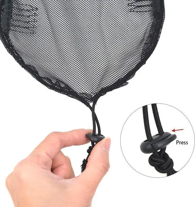 Alt view image 5 of 6 - 3 Pcs Black Round Ponytail Net Elastic Drawstring Hair Net Base for Making Afro Puff Drawstring Ponytail Wig