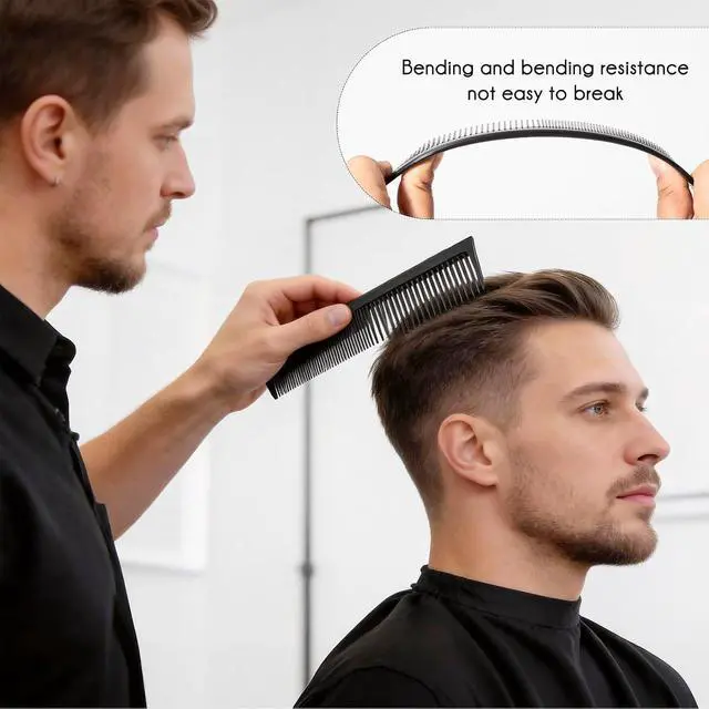 Alt view image 3 of 6 - 5PCS Hair Comb Set - Professional Wide & Fine Tooth Rat Tail Combs for Men WomenCarbon Fiber Comb for Hair Cutting Styling Braiding Parting Teasing Tools(Black)