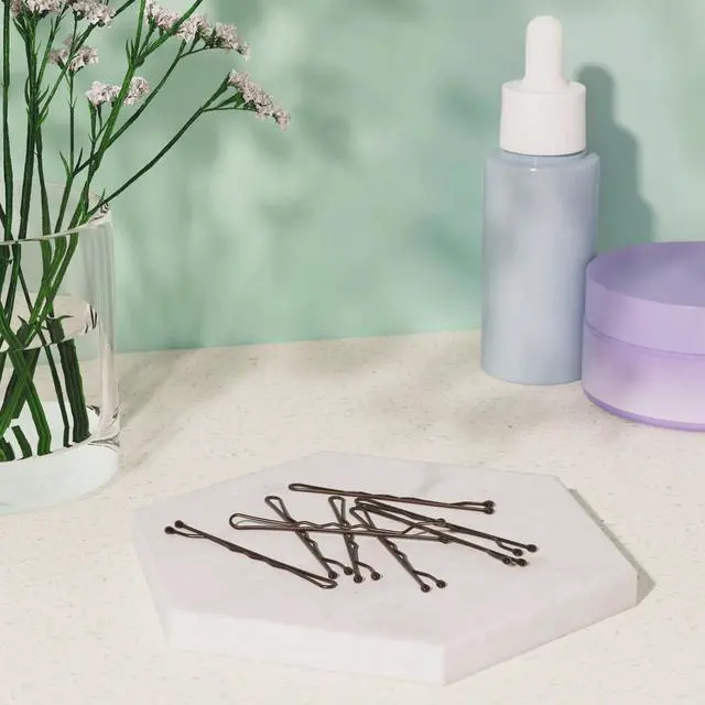 Alt view image 3 of 7 - Amazon Basics No Slip Bobby Pins for All Hair Types, Secure Hold Hair Pins for Updos, Brunette Brown, 48 Count