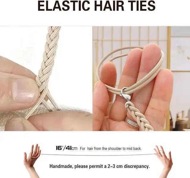 Alt view image 3 of 7 - Sports Hair Ties 16" 3Pcs Non Damage No Slip Thick Fine Hair,Elastic Spiral Ponytail Hair Bands for Women Girls,Gym Yoga Running Hair Ties for Beach Sports,3 Colors (Beige+Caramel+Black)