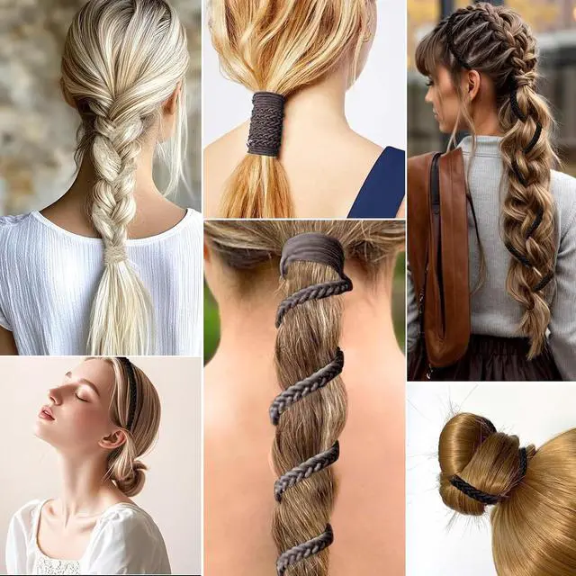 Alt view image 4 of 7 - Sports Hair Ties 16" 3Pcs Non Damage No Slip Thick Fine Hair,Elastic Spiral Ponytail Hair Bands for Women Girls,Gym Yoga Running Hair Ties for Beach Sports,3 Colors (Beige+Caramel+Black)
