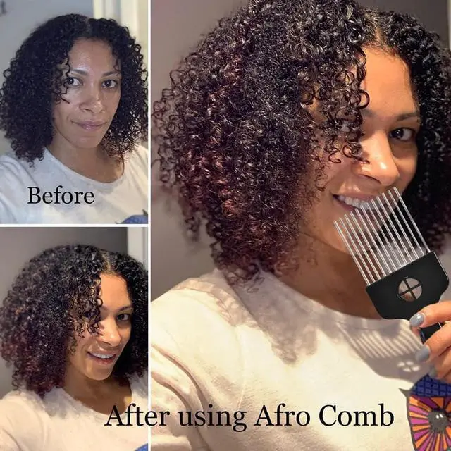 Alt view image 2 of 6 - 2 Pack Hair Picks for Afro, Curly Hair Styling - Metal Hairdressing Tools for Women and Men (Black)