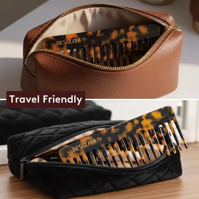Alt view image 6 of 7 - Wide Tooth Comb for Curls & Thick Hair - Large Detangling Comb for Women, 6 Inch Full-hand Length Acetate (Anti-Static), Wet/Dry Use, Reduces Breakage, (Tortoise)