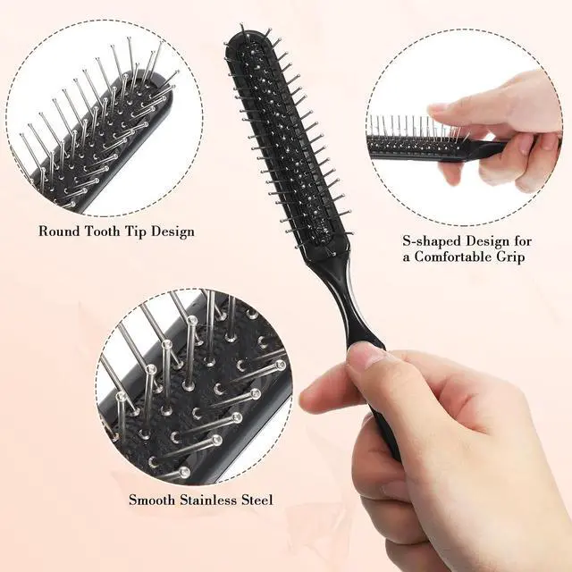 Alt view image 4 of 7 - obeoby 3Pcs Wig Brush Comb Set for Wigs & Extensions, Black | Loop Brush, Wide-Tooth Comb & Edge Comb; Gentle Detangling for Human Hair, Synthetic Wigs, Lace Fronts & Extensions