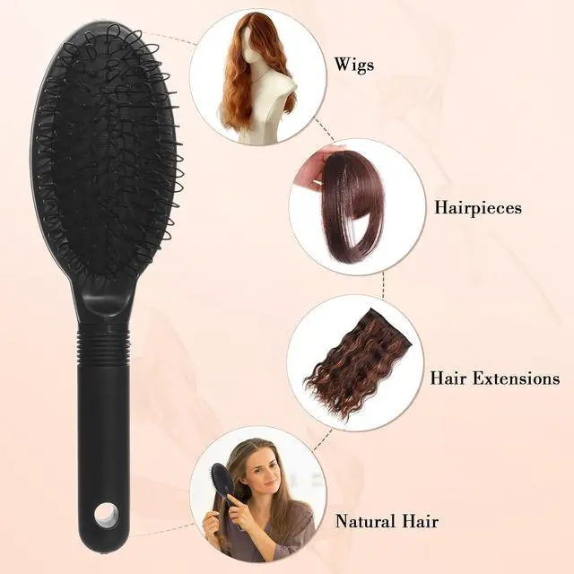 Alt view image 5 of 7 - obeoby 3Pcs Wig Brush Comb Set for Wigs & Extensions, Black | Loop Brush, Wide-Tooth Comb & Edge Comb; Gentle Detangling for Human Hair, Synthetic Wigs, Lace Fronts & Extensions