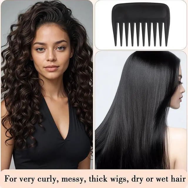 Alt view image 6 of 7 - obeoby 3Pcs Wig Brush Comb Set for Wigs & Extensions, Black | Loop Brush, Wide-Tooth Comb & Edge Comb; Gentle Detangling for Human Hair, Synthetic Wigs, Lace Fronts & Extensions