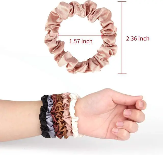 Alt view image 2 of 6 - 12 Pieces Silk Hair Scrunchies Silk Hair Tie Elastic Ponytail Holders for Women Girls Hair Accessories-002