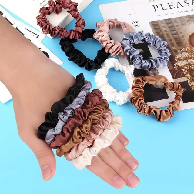 Alt view image 3 of 6 - 12 Pieces Silk Hair Scrunchies Silk Hair Tie Elastic Ponytail Holders for Women Girls Hair Accessories-002