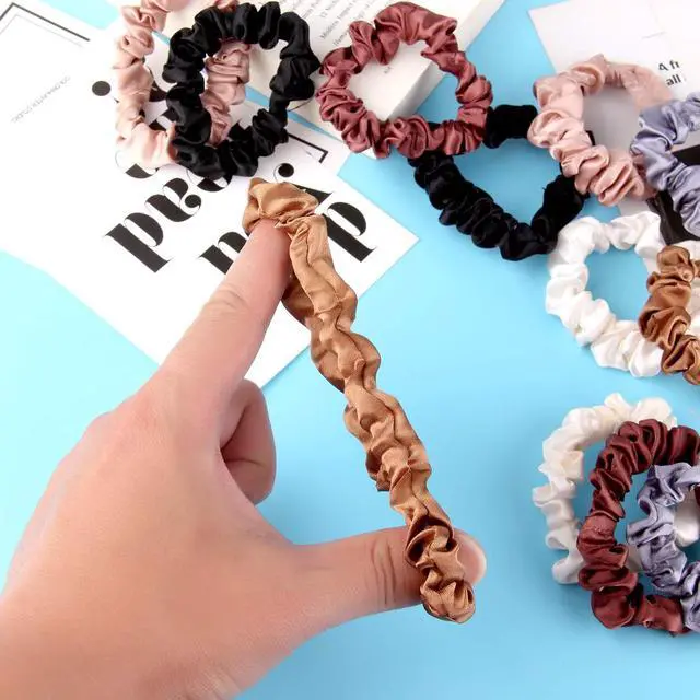 Alt view image 4 of 6 - 12 Pieces Silk Hair Scrunchies Silk Hair Tie Elastic Ponytail Holders for Women Girls Hair Accessories-002