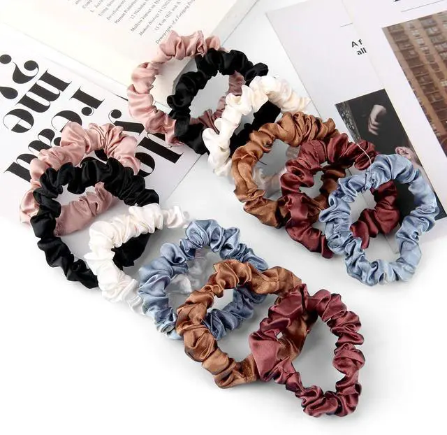 Alt view image 6 of 6 - 12 Pieces Silk Hair Scrunchies Silk Hair Tie Elastic Ponytail Holders for Women Girls Hair Accessories-002