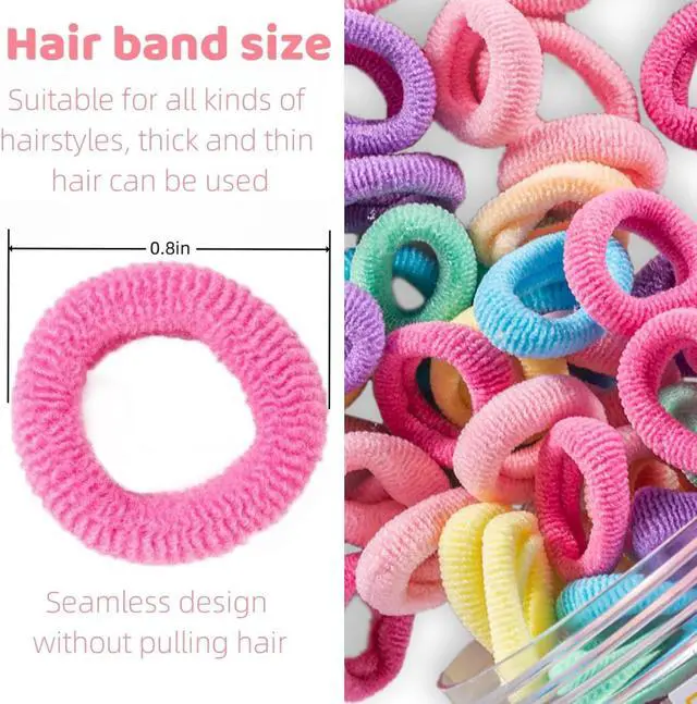 Alt view image 3 of 6 - 100PCS Baby Hair Ties,Toddler Ponytail Holders,Hair Bands for Girls Kids | Soft Small Scrunchies,Seamless Hair Elastics,No Damage Hair Accessories,Comfortable Wear,Easy to Store(Multicolor)