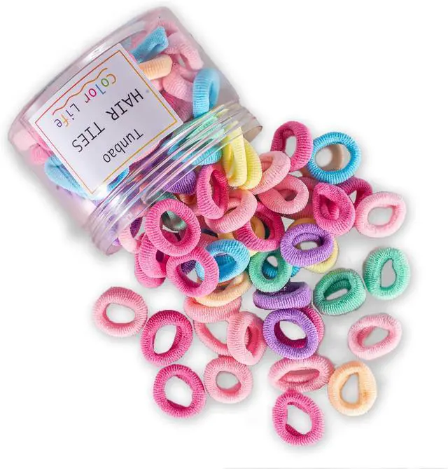 Alt view image 2 of 6 - 100PCS Baby Hair Ties,Toddler Ponytail Holders,Hair Bands for Girls Kids | Soft Small Scrunchies,Seamless Hair Elastics,No Damage Hair Accessories,Comfortable Wear,Easy to Store(Multicolor)