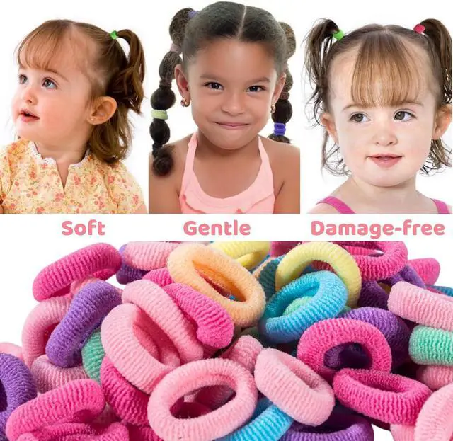 Alt view image 6 of 6 - 100PCS Baby Hair Ties,Toddler Ponytail Holders,Hair Bands for Girls Kids | Soft Small Scrunchies,Seamless Hair Elastics,No Damage Hair Accessories,Comfortable Wear,Easy to Store(Multicolor)