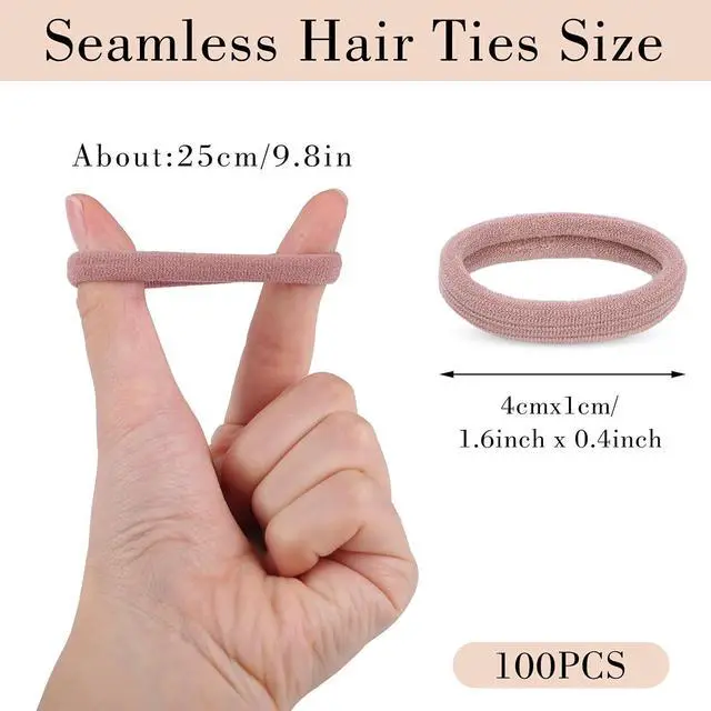 Alt view image 2 of 7 - 100 Pcs Seamless Nylon Hair Ties, Stretchy Ponytail Holders For Women | Soft Seamless Nylon, No-Pull Hold, For Thin Or Thick Hair, Ideal For Sports, Yoga, Work, And Travel
