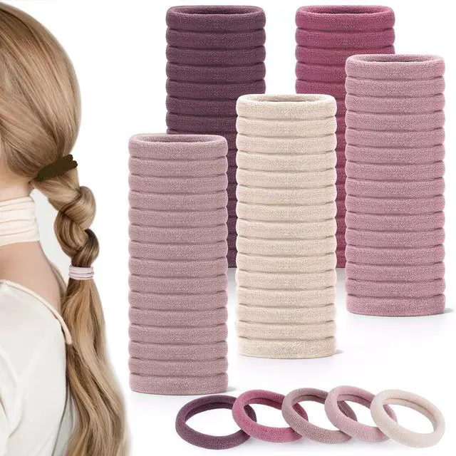 Main image of 100 Pcs Seamless Nylon Hair Ties, Stretchy Ponytail Holders For Women | Soft Seamless Nylon, No-Pull Hold, For Thin Or Thick Hair, Ideal For Sports, Yoga, Work, And Travel