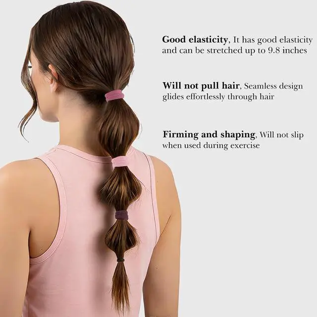 Alt view image 4 of 7 - 100 Pcs Seamless Nylon Hair Ties, Stretchy Ponytail Holders For Women | Soft Seamless Nylon, No-Pull Hold, For Thin Or Thick Hair, Ideal For Sports, Yoga, Work, And Travel