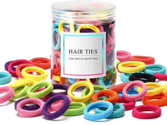 Main image of 100 Pcs Baby Hair Ties, Cotton Ponytail Holders, No Damage Elastics | Cotton Toddler Hair Ties for Girls and Kids, Multicolor Small Soft No Damage Hair Elastics Ponytail Holders(10Colors)
