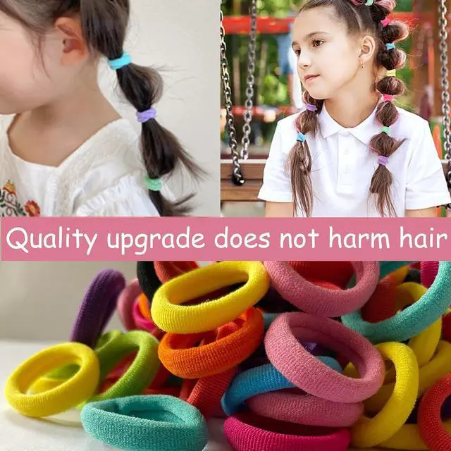 Alt view image 3 of 7 - 100 Pcs Baby Hair Ties, Cotton Ponytail Holders, No Damage Elastics | Cotton Toddler Hair Ties for Girls and Kids, Multicolor Small Soft No Damage Hair Elastics Ponytail Holders(10Colors)