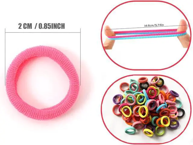 Alt view image 6 of 7 - 100 Pcs Baby Hair Ties, Cotton Ponytail Holders, No Damage Elastics | Cotton Toddler Hair Ties for Girls and Kids, Multicolor Small Soft No Damage Hair Elastics Ponytail Holders(10Colors)